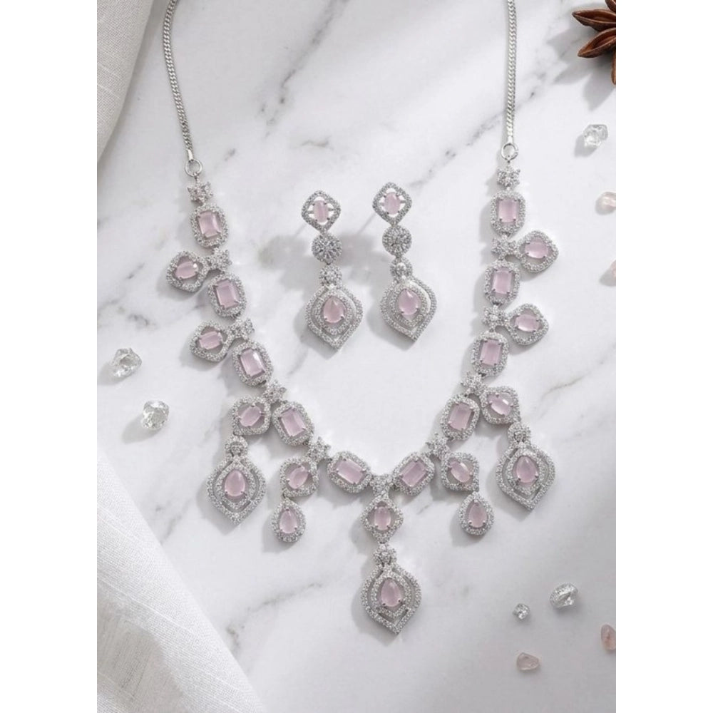 Pink Silver-Plated Necklace Set No. 7 - Vkart