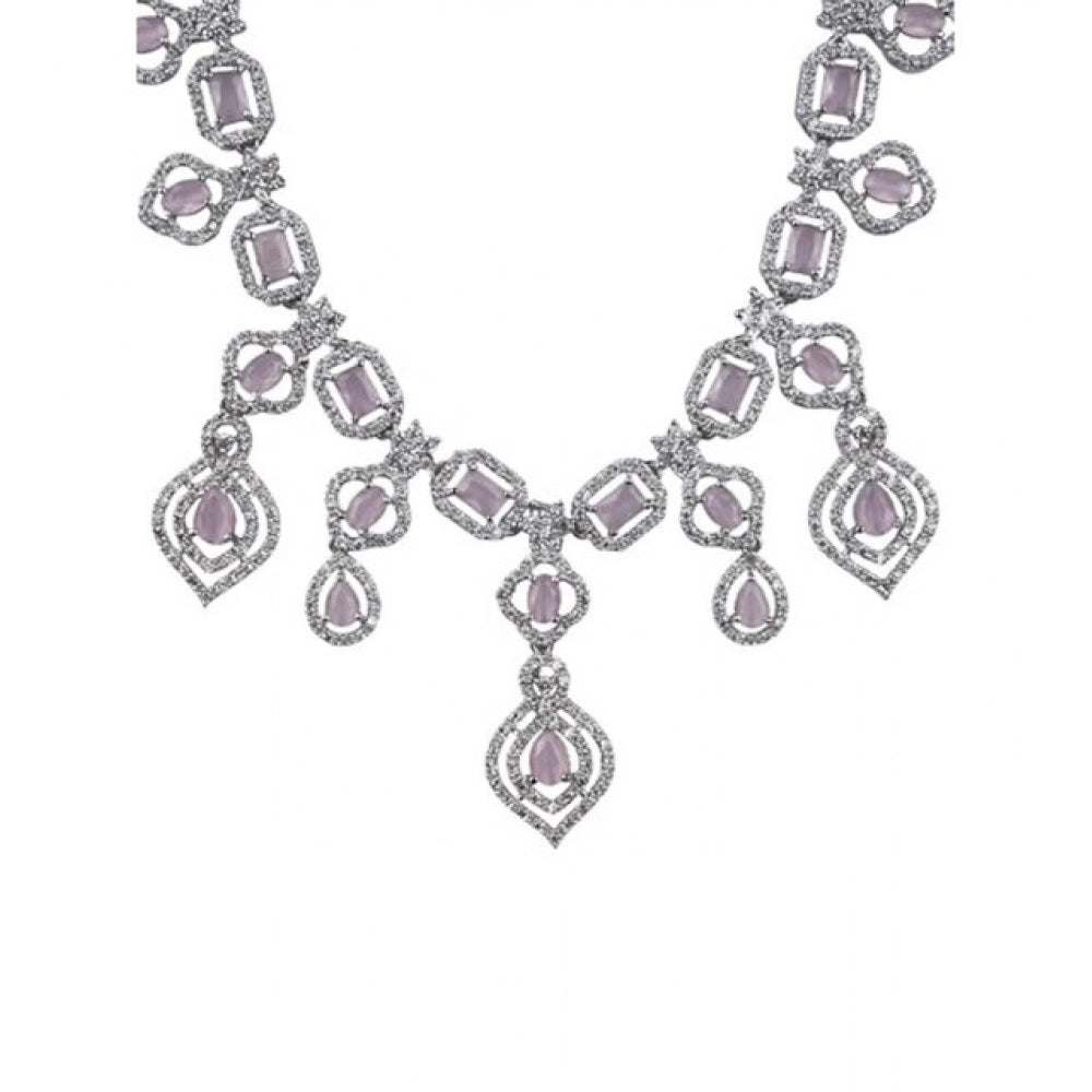 Pink Silver-Plated Necklace Set No. 7 - Vkart - View 4