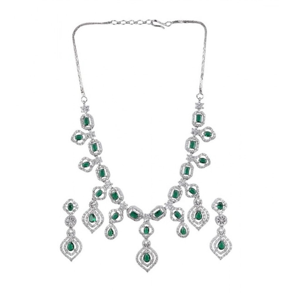 Green Silver-Plated Necklace Set No. 11 - Vkart - View 2