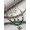 Green Silver-Plated Necklace Set No. 12 - Vkart