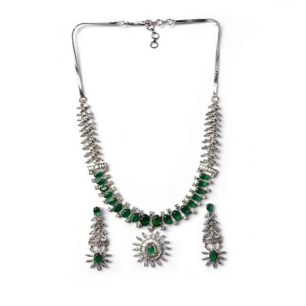 Green Silver-Plated Necklace Set No. 12 - Vkart - View 2