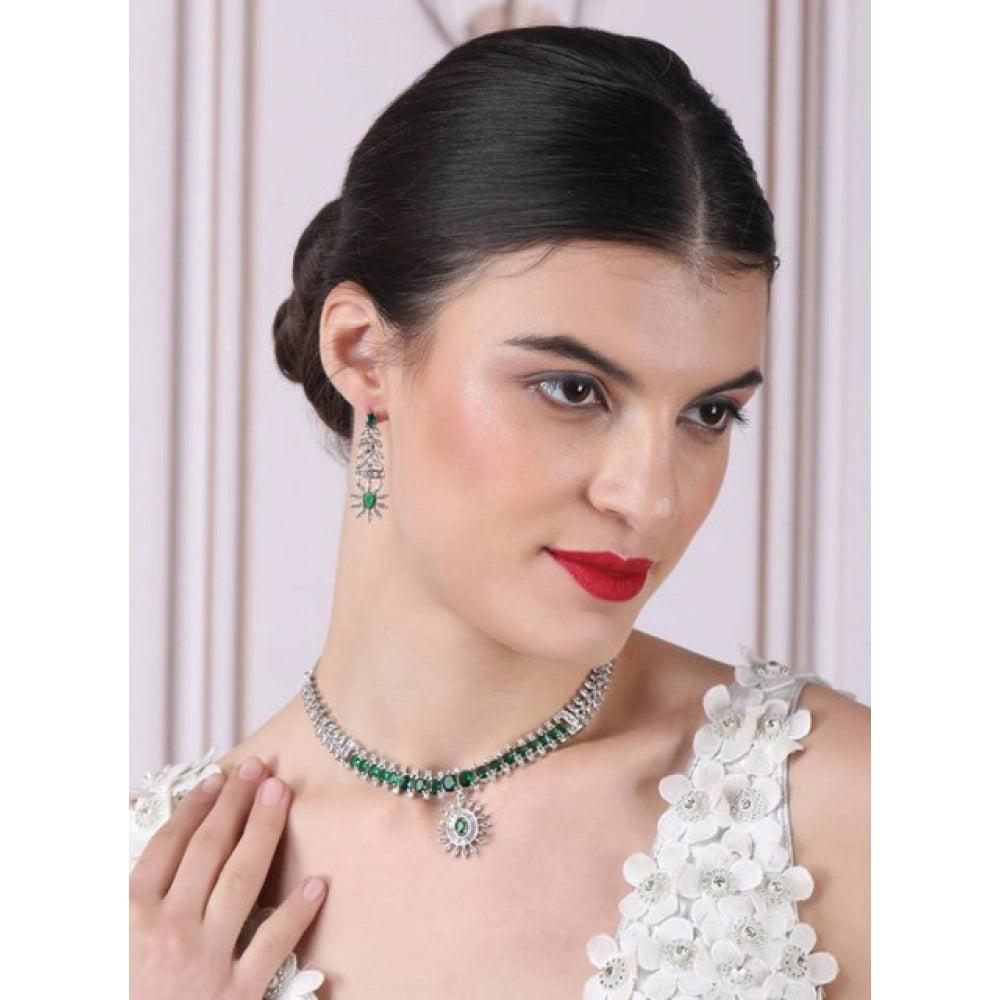 Green Silver-Plated Necklace Set No. 12 - Vkart - View 4