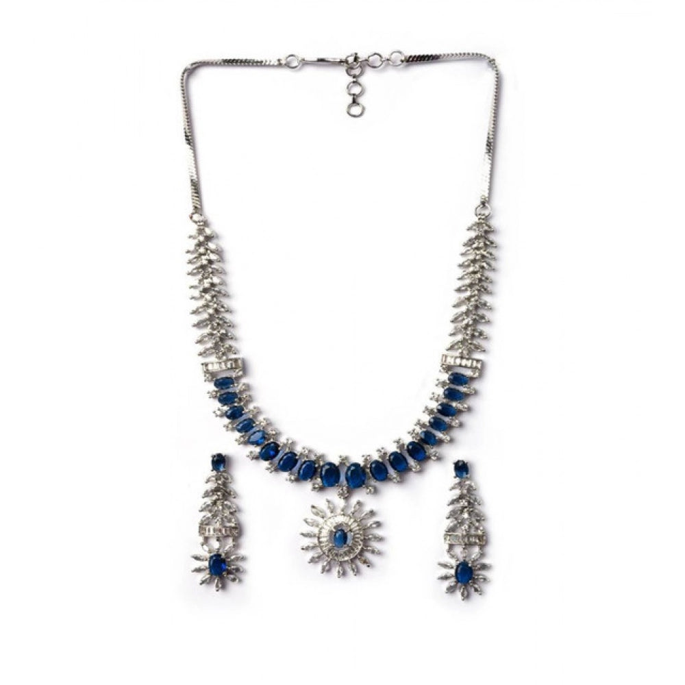 Blue Silver-Plated Necklace Set No. 5 - Vkart - View 2