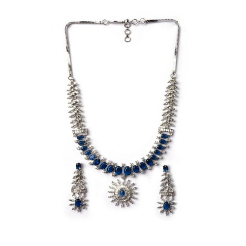 Blue Silver-Plated Necklace Set No. 5 - Vkart - View 2
