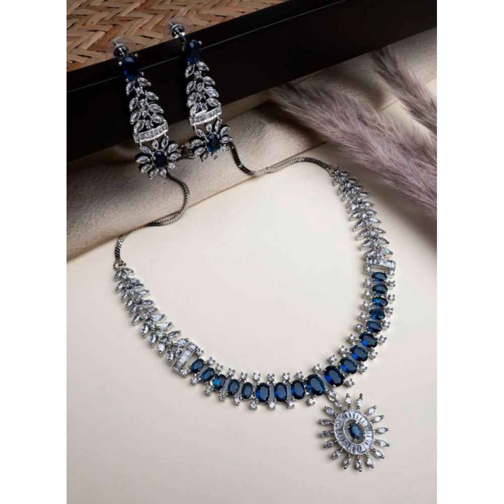 Blue Silver-Plated Necklace Set No. 5 - Vkart - View 3