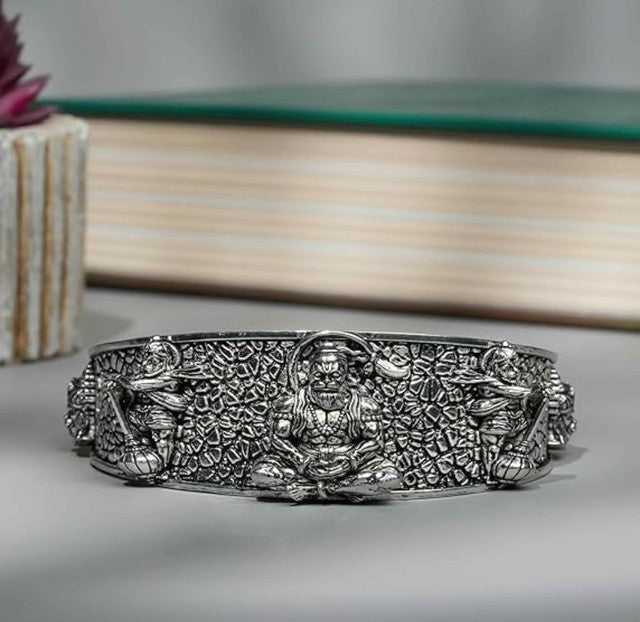 Silver Hanumanji Brass Kada - Vkart - View 4
