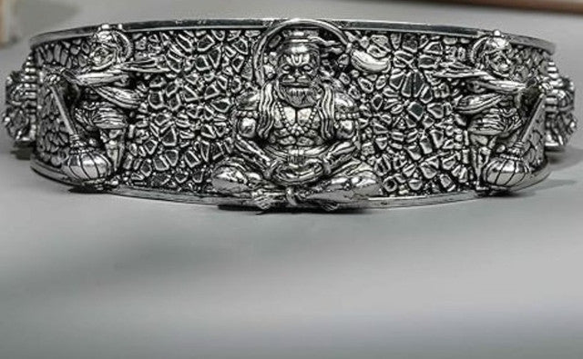 Silver Hanumanji Brass Kada - Vkart - View 5